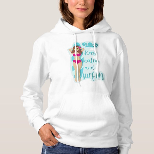 Sudadera Manténgase tranquilo y navegue en el chica de la m (Anverso)