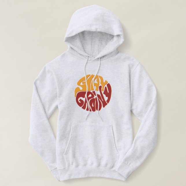Sudadera Mantente Groovy con una pizca de rojo y amarillo (Diseño del anverso)
