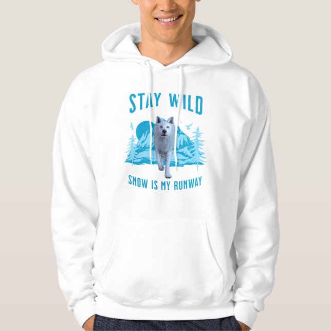 Sudadera Mantente salvaje lobo ártico (Anverso)