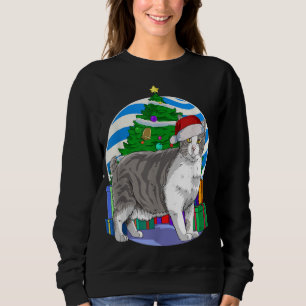 Sudadera Manx Cat Cute Santa Christmas Tree Decour