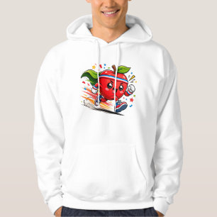 Sudadera Manzana Roja Super Corriendo Mascota de Fitness de