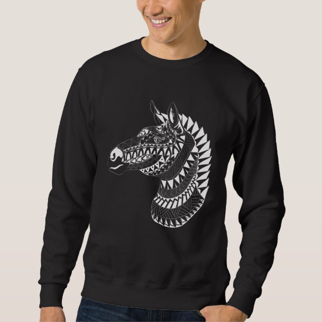 Sudadera Maori Polynesian Tattoo Zebra Horse Quilted Zebra  (Anverso)