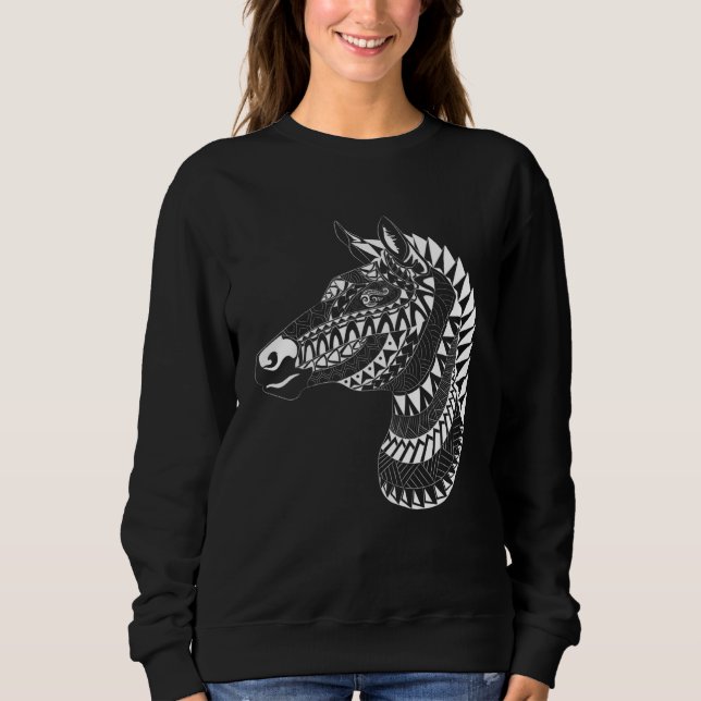 Sudadera Maori Polynesian Tattoo Zebra Horse Quilted Zebra  (Anverso)