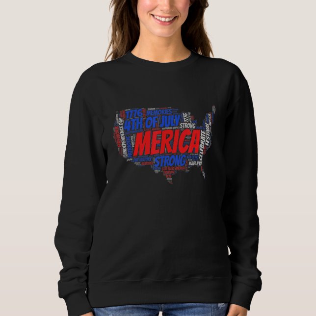 Sudadera Mapa Americano De EE. UU. 4 De Julio Patriótico Dí (Anverso)