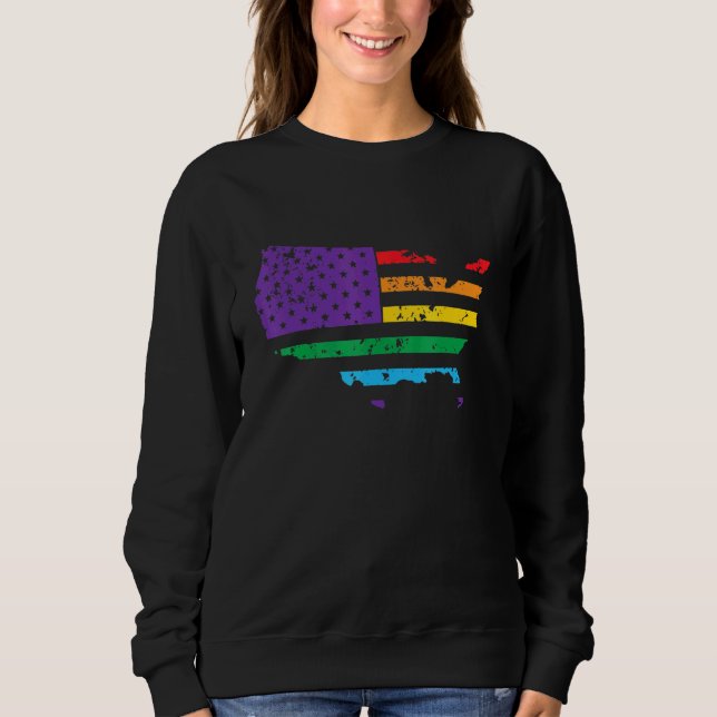 Sudadera Mapa americano de orgullo LGBT (Anverso)