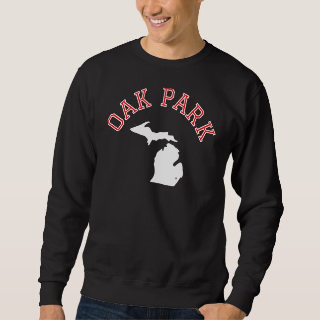 Sudadera Mapa blanco de Oak Park Michigan (Anverso)