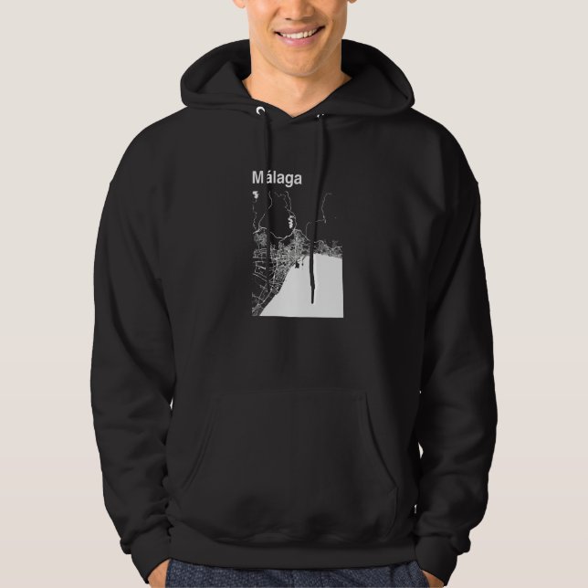 Sudadera Mapa Clásico Gráfico de la Ciudad de Málaga España (Anverso)