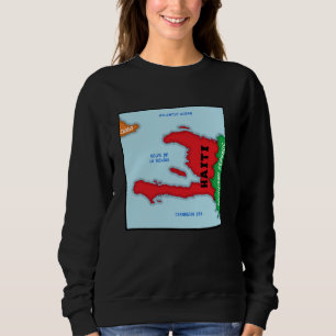 Sudadera Mapa colorido simplificado de Haití, país vecino