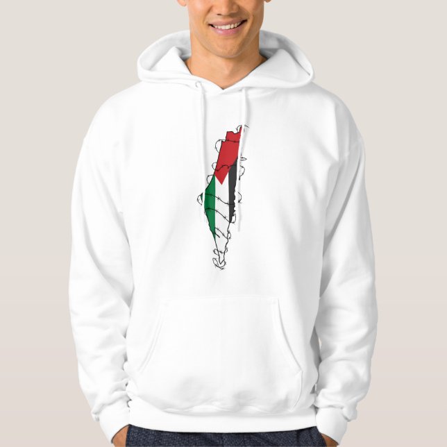 Sudadera Mapa de alambre de púas de Palestina Libre (Anverso)