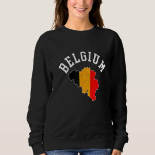 Sudadera Mapa de bandera belga patriótica vintage con probl