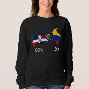 Sudadera Mapa de bandera colombiana y dominicana mitad ADN