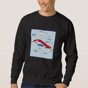 Sudadera Mapa de Cuba con colores de bandera. Países y regi