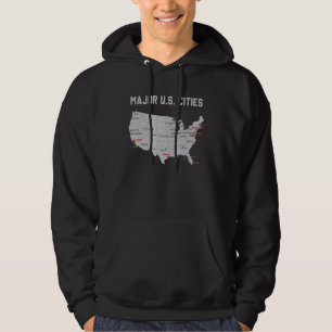 Sudadera Mapa de EE. UU. con ciudades principales y capital