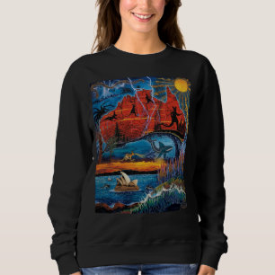 Sudadera Mapa de iconos y monumentos australianos vibrantes