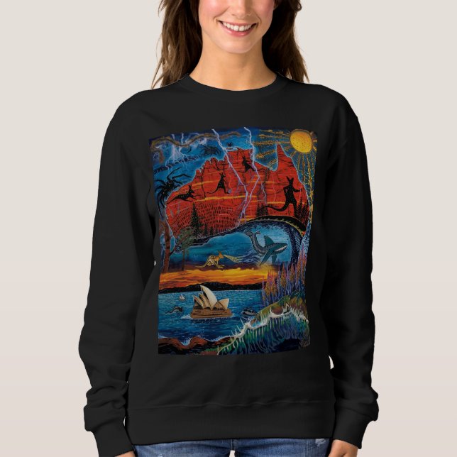 Sudadera Mapa de iconos y monumentos australianos vibrantes (Anverso)