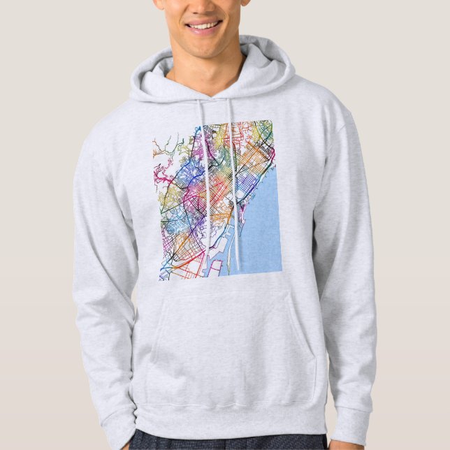 Sudadera Mapa de la ciudad de Barcelona España (Anverso)
