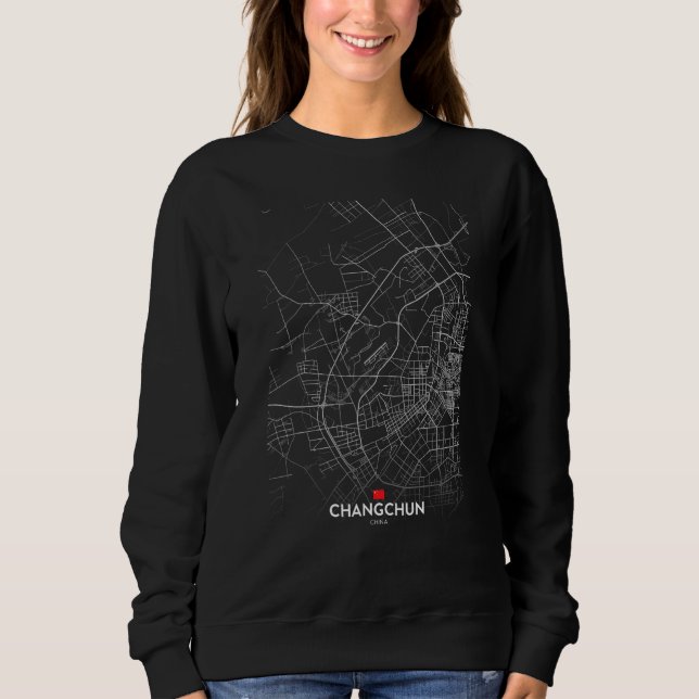 Sudadera mapa de la ciudad de changchun china (Anverso)