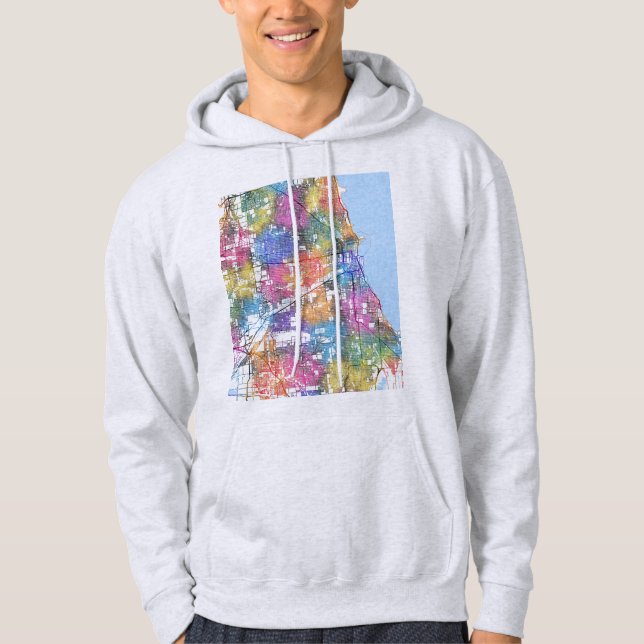 Sudadera Mapa de la ciudad de Chicago Illinois (Anverso)