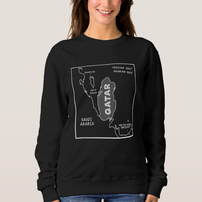 Sudadera Mapa de la línea blanca dibujado a mano de Qatar y (Anverso)