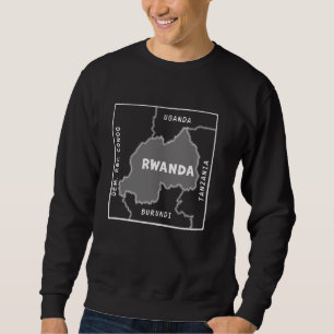 Sudadera Mapa de la línea blanca dibujado a mano de Ruanda 