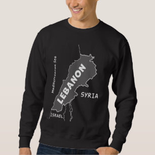 Sudadera Mapa de la línea blanca dibujado a mano del Líbano