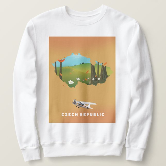 Sudadera Mapa de la República Checa Póster ilustrado. (Anverso del diseño)