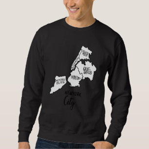 Sudadera Mapa de los 5 distritos de la ciudad de Nueva York