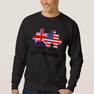 Sudadera Mapa de media bandera británica medio estadouniden