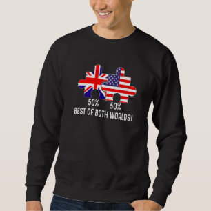 Sudadera Mapa de media bandera británica medio estadouniden