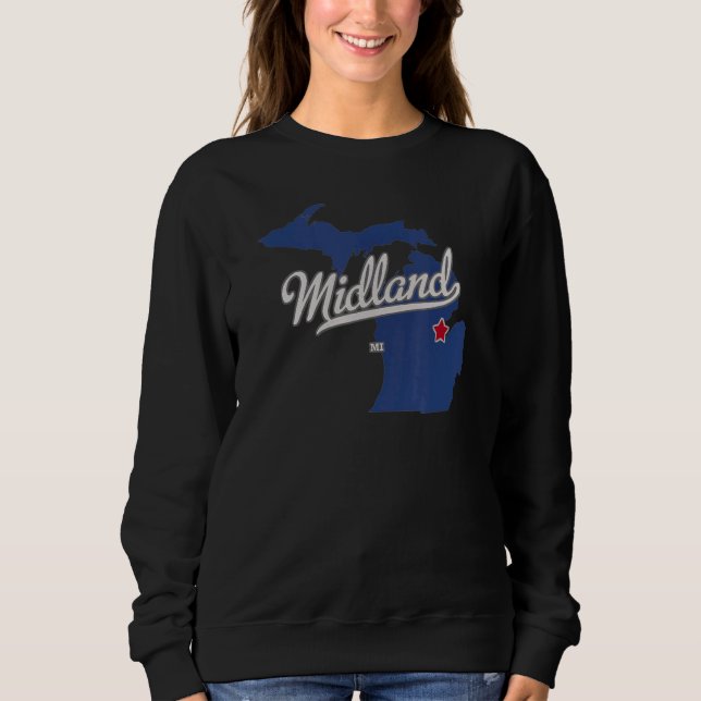 Sudadera Mapa de Midland Michigan MI (Anverso)