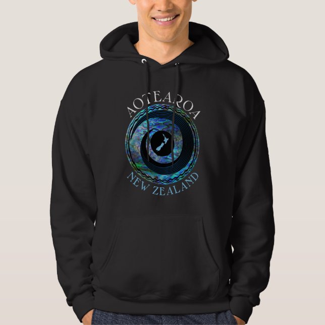 SUDADERA MAPA DE NUEVA ZELANDIA KORU PAUA HOODIE (Anverso)
