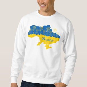 Sudadera Mapa de Ucrania con girasol y bandera ucraniana