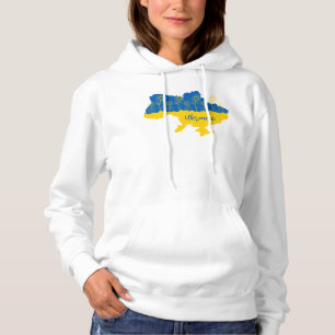 Sudadera Mapa de Ucrania con girasol y bandera ucraniana