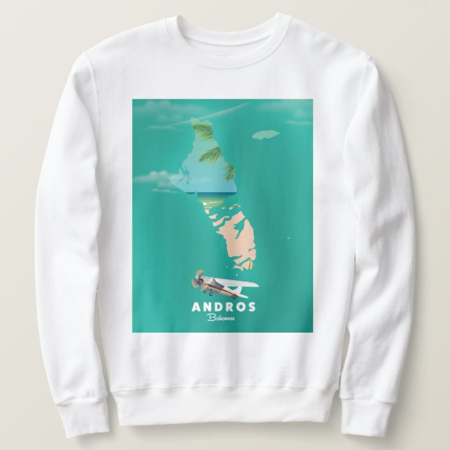 Sudadera Mapa de vacaciones de Andros Bahamas. (Anverso del diseño)