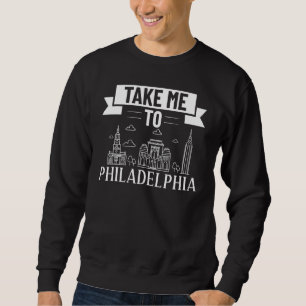 Sudadera Mapa de viaje del horizonte urbano de Filadelfia P
