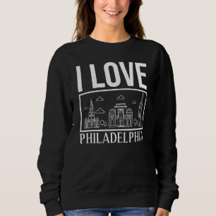 Sudadera Mapa de viaje del horizonte urbano de Filadelfia P