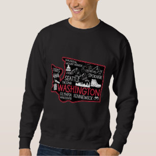 Sudadera Mapa de Washington, EE.UU. Kennewick Seattle Tacom