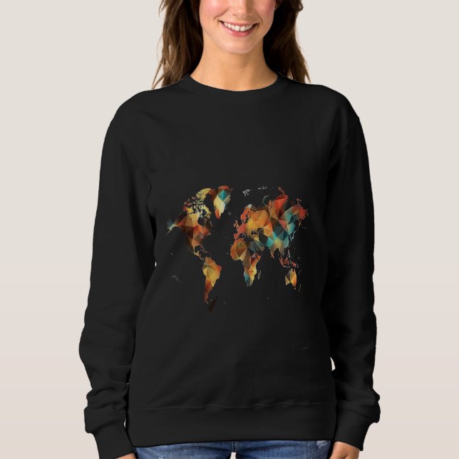 Sudadera Mapa del Mundo Cubista (Anverso)