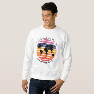 Sudadera Mapa del mundo del Día de la Tierra Retro Silueta