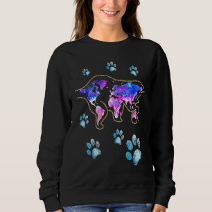 Sudadera Mapa del mundo del gato Motif colorido Gato de la 