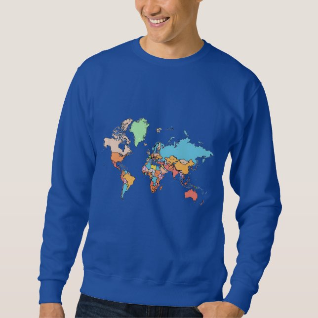 Sudadera Mapa del Mundo Pixel - Diseño Global Retro de 8 bi (Anverso)