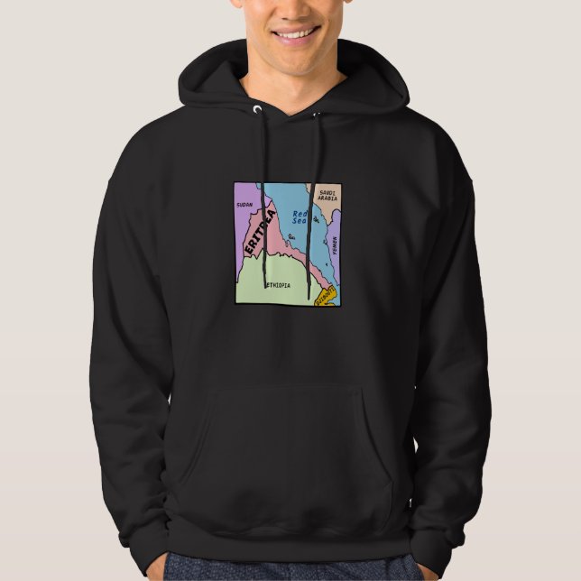 Sudadera Mapa dibujado a mano de Eritrea, nombres de la Nei (Anverso)