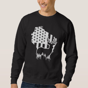 Sudadera Mapa estatal de caza de alces de Wisconsin Bandera