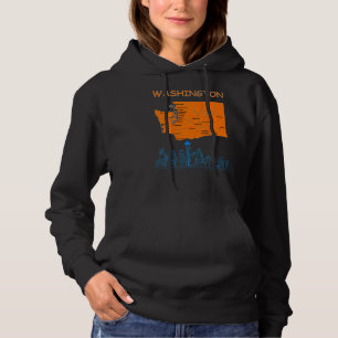 Sudadera Mapa Estatal De Washington, Línea De Esquina De La