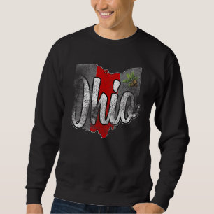 Sudadera Mapa estatal vintage de Ohio texto de Ohioan mujer
