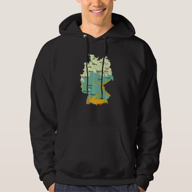 Sudadera Mapa Físico De Alemania Con Las Capitales Y El May (Anverso)