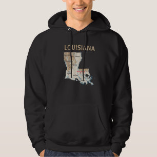 Sudadera Mapa Físico De Louisiana, Grandes Ciudades, Río La