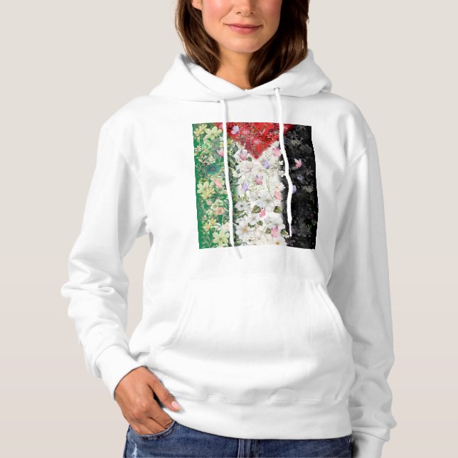Sudadera Mapa floral de Palestina - Camiseta del Mapa de Pa (Anverso)