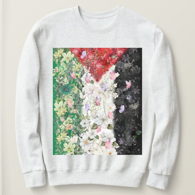 Sudadera Mapa floral de Palestina - Camiseta del Mapa de Pa (Anverso del diseño)