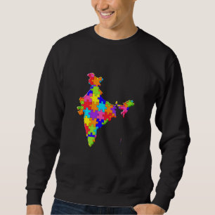 Sudadera Mapa indio del rompecabezas del autismo en India